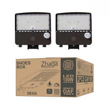 Load image into Gallery viewer, 150W LED Shoebox Parking Lot, Street Light with Inbuilt Multifunction Motion Sensor
